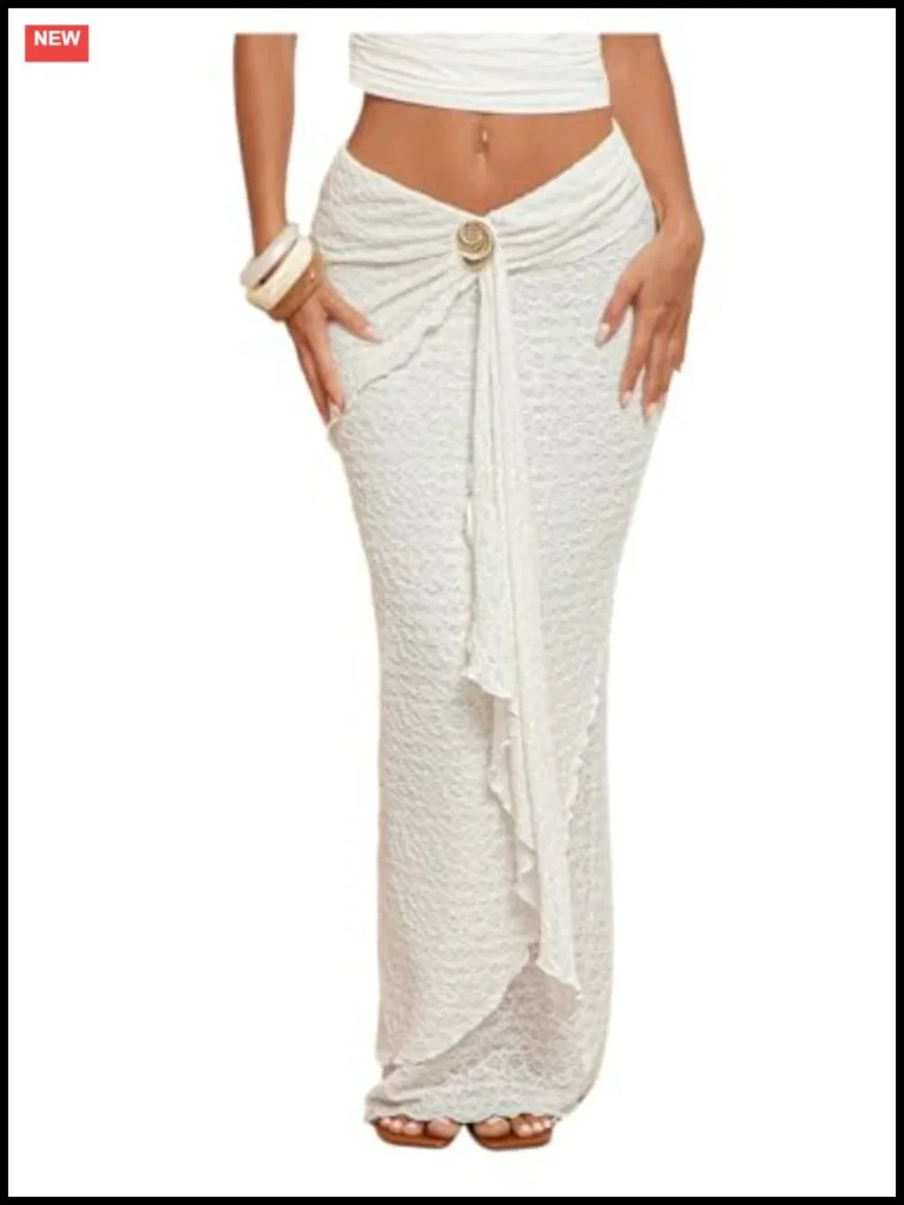 Women's Ruffle Maxi Skirt Low Rise Boho Vacation Pencil Skirt